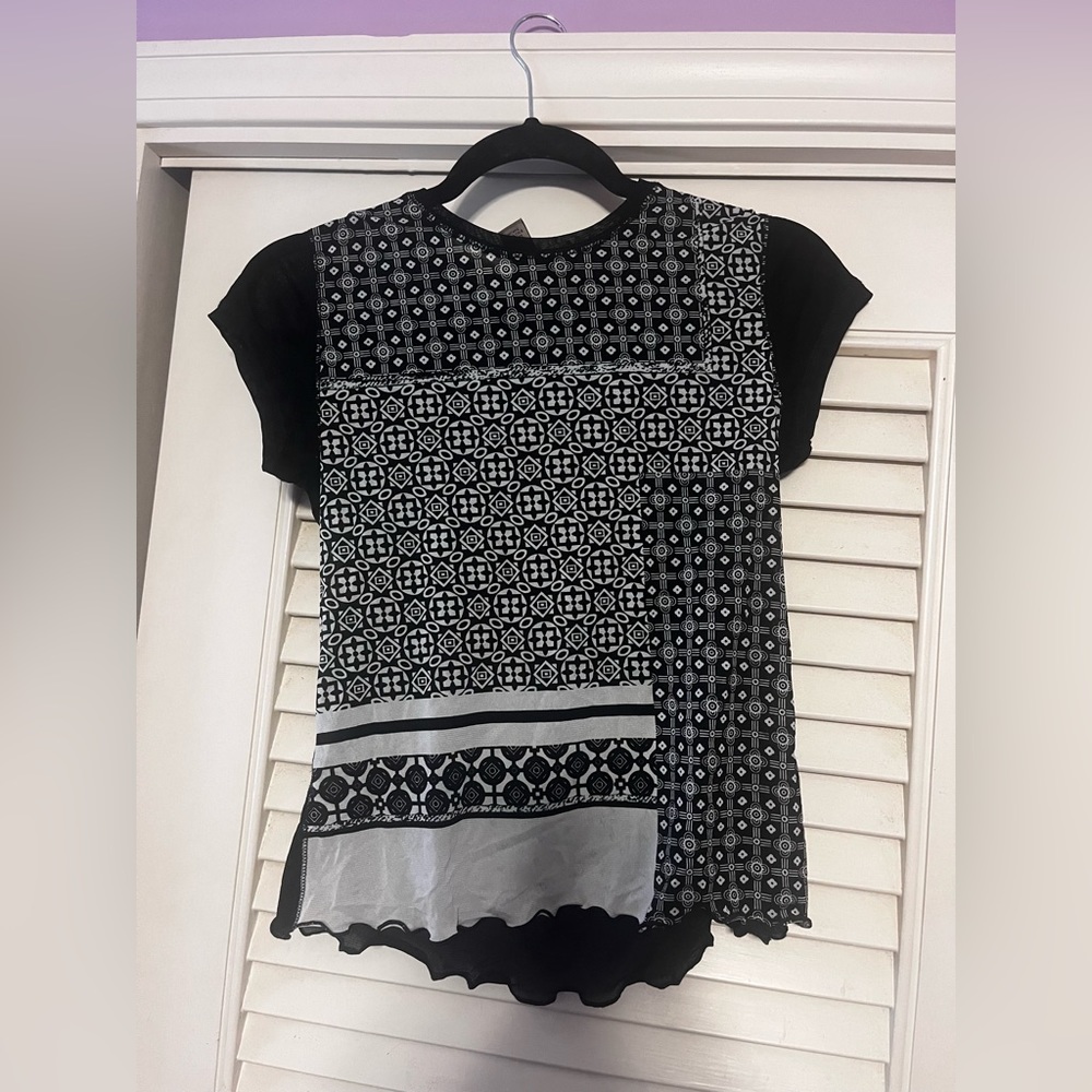 Sheer black and white top